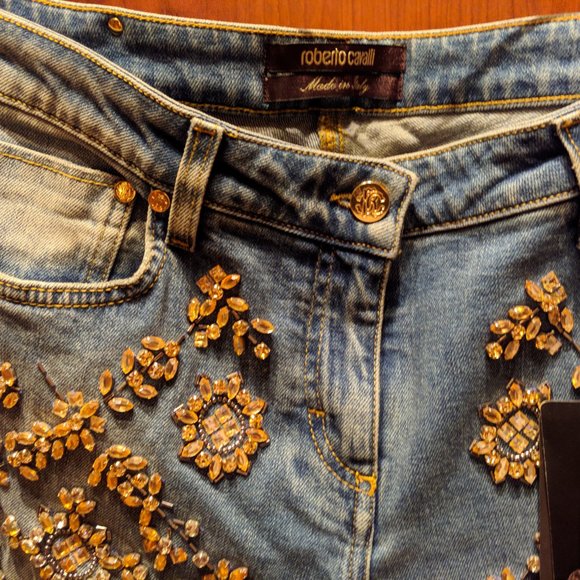 Roberto Cavalli Jeans Brand New Intricate Woven pattern 46/6 Never Worn With Tag - Picture 12 of 16